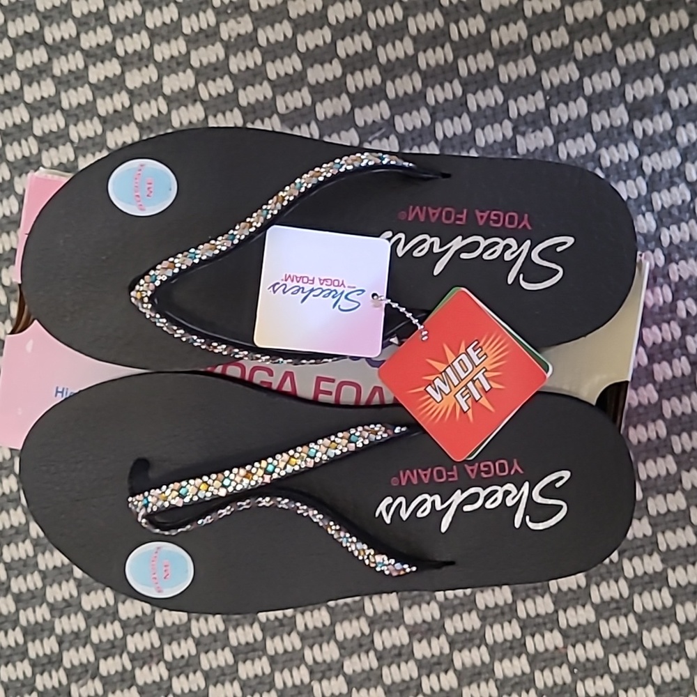 Jeweled Skechers Flip Flops